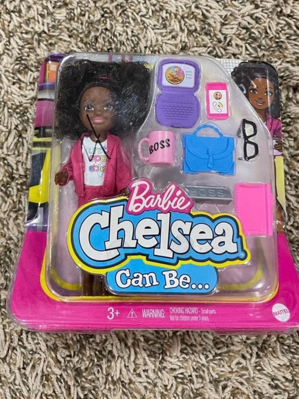 Barbie Chelsea Can Be... Black Doll with Pink Outfit and Blue Accessories